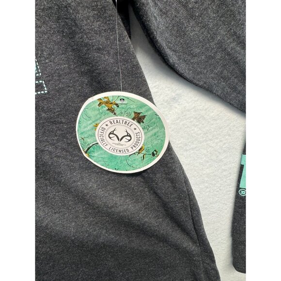 Realtree Long Sleeve Shirt M Charcoal Gray W/ Teal Camo Flag Design - Picture 5 of 11